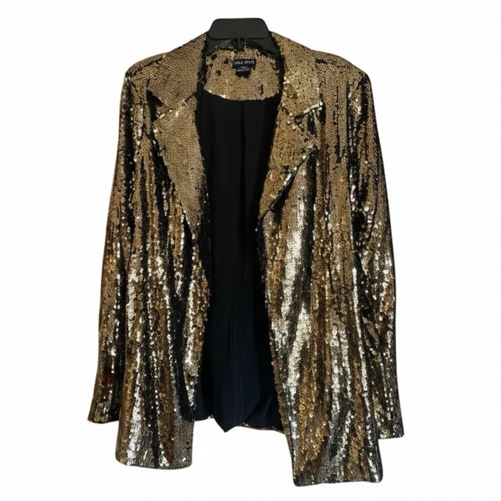 CITY CHIC Sequin Seduction Hourglass Blazer Size M/18 Allover Gold Sequin NWOT